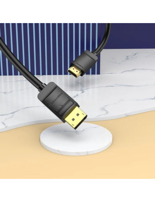 Cable Conversor Vention HADBG/ Displayport Macho - HDMI Macho/ 1.5m/ Negro