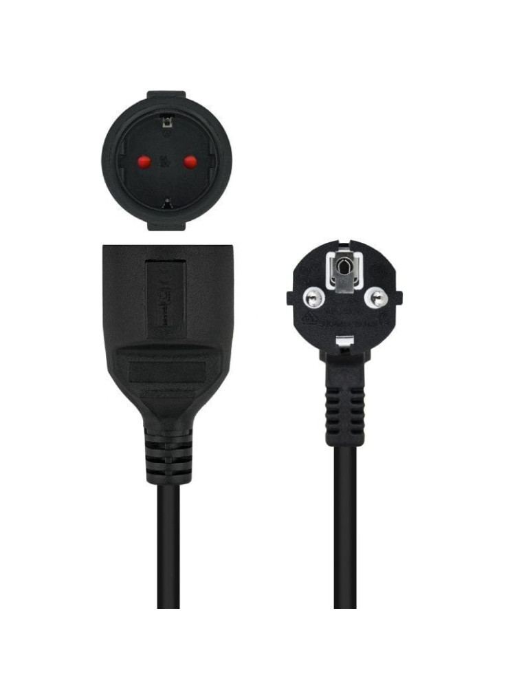 Cable Alargador de Corriente Nanocable 10.22.0610-BK/ Schuko Hembra - Schuko Macho/ 10m/ Negro
