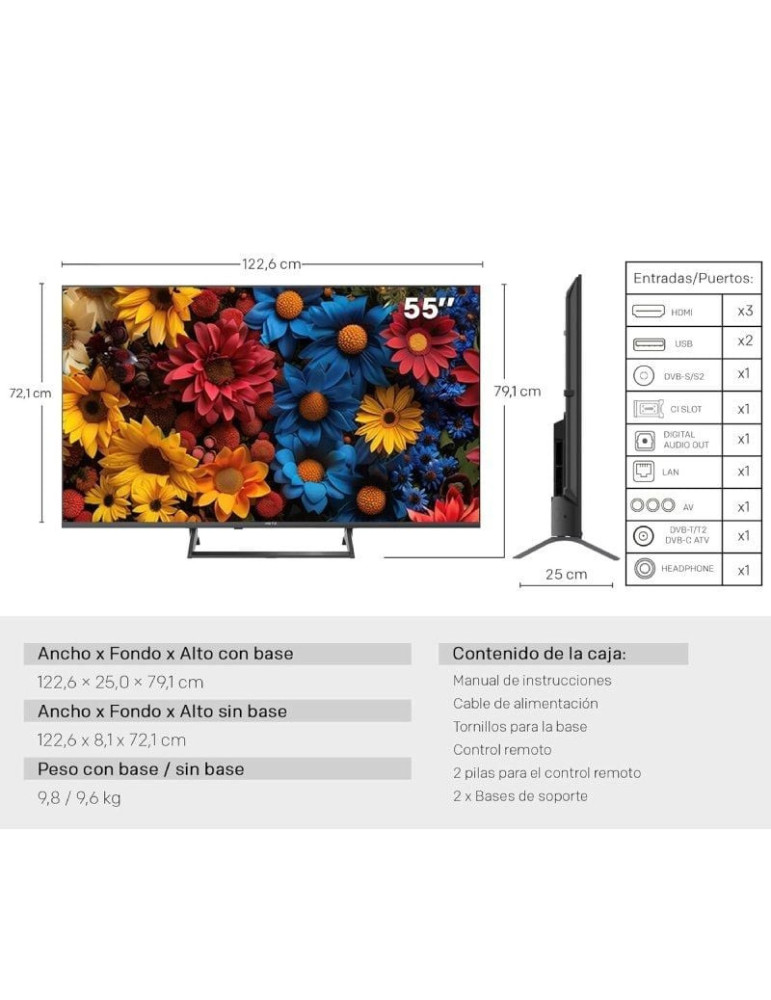 Televisor Metz QLED+ 55MQF7500Z 55"/ Ultra HD 4K/ Smart TV/ WiFi