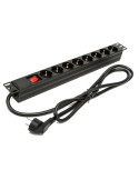 Regleta con Interruptor Phasak BNS 1518/ 8 Tomas de Corriente/ Cable 1.5m/ Negro