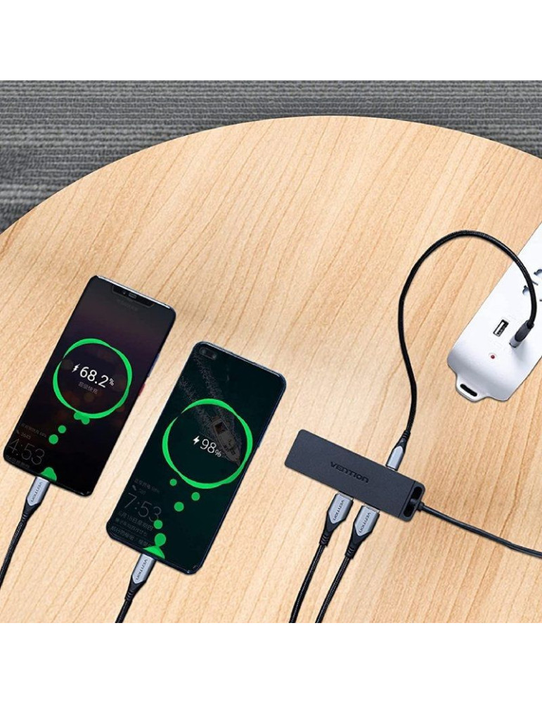 Hub USB Tipo-C Vention TGKBB/ 4xUSB/ 1xMicroUSB PD