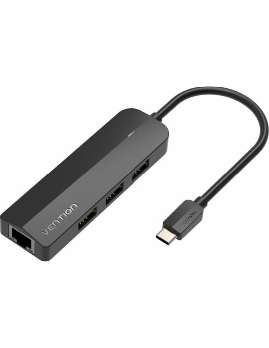 Hub USB Tipo-C Vention TGOBB/ 3xUSB/ 1xRJ45/ 1x Micro B PD