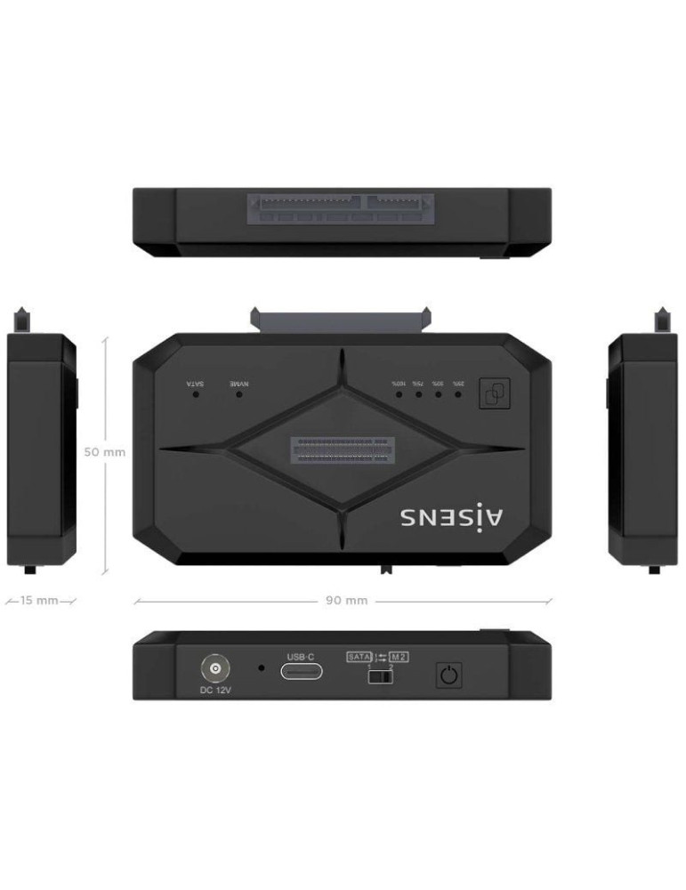 Docking Station para SSD M2 SATA/NVMe Aisens ASDS-M2SATA04B