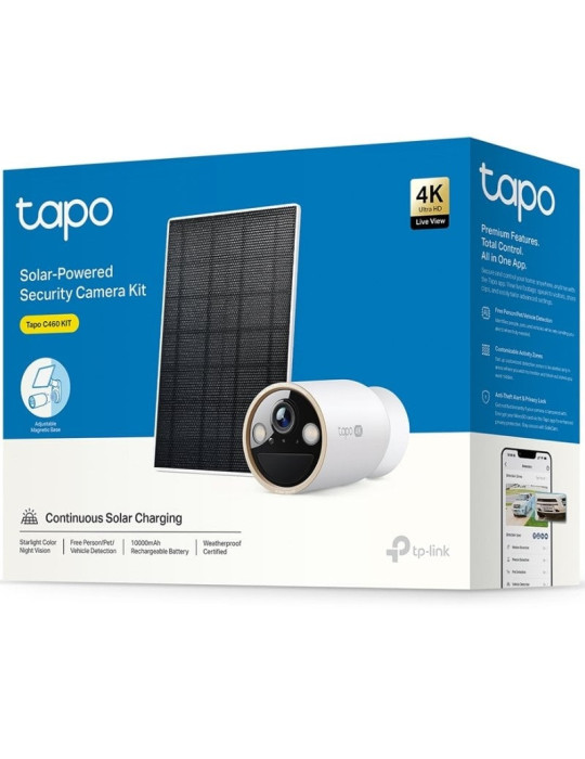 Cámara de Videovigilancia TP-Link Tapo C460 KIT/ Visión Nocturna/ Control desde APP/ Incluye Panel Solar