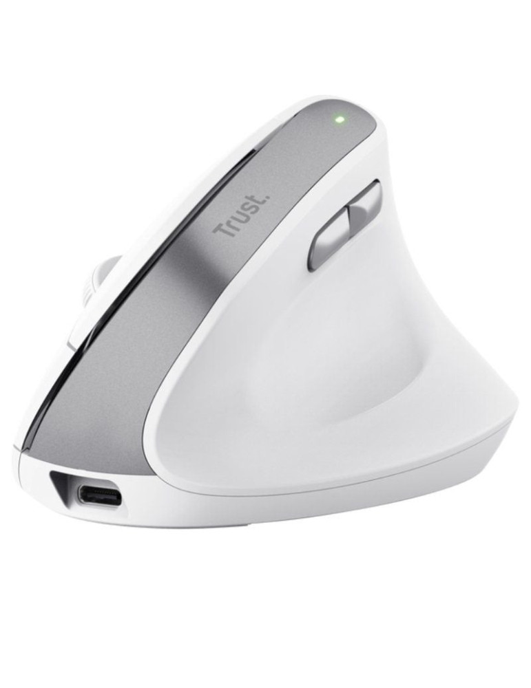 Ratón Vertical Inalámbrico Trust Bayo II/ Batería recargable/ Hasta 2400 DPI/ Blanco