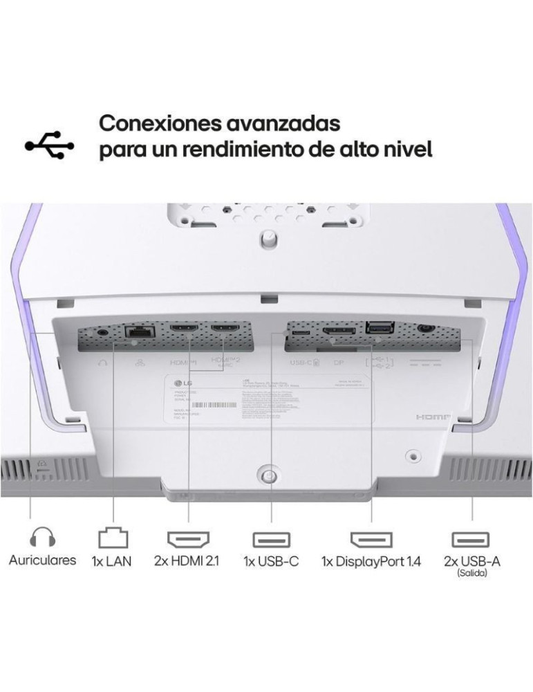 Smart Monitor Gaming LG UltraGear 32G810SA-W 32"/ 4K/ Multimedia/ 1ms/ 144Hz/ IPS/ Regulable en altura/ Smart TV/ Blanco