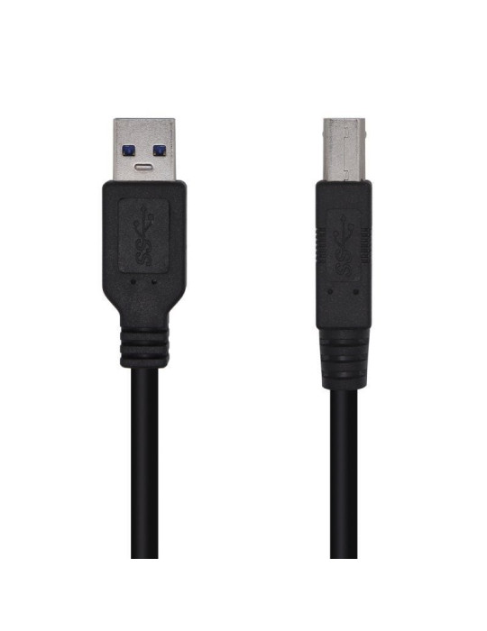 Cable USB 3.0 Impresora Aisens A105-0444/ USB Tipo-B Macho - USB Macho/ 5Gbps/ 2m/ Negro