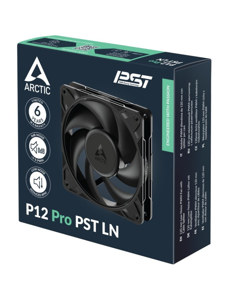 Ventilador Arctic P12 P12 Pro PST LN/ 12cm/ Negro
