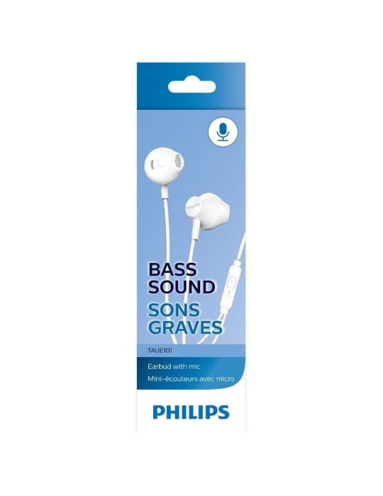 Auriculares Intrauditivos Philips TAUE101/ con Micrófono/ Jack 3.5/ Blancos