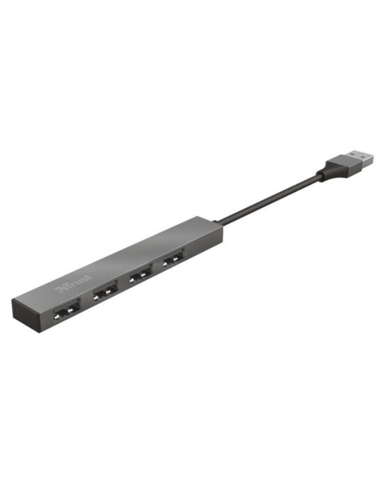 Hub USB 2.0 Trust Halyx/ 4xUSB/ Gris