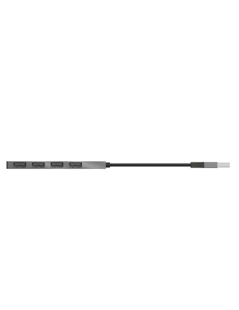 Hub USB 2.0 Trust Halyx/ 4xUSB/ Gris