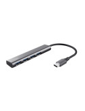 Hub USB Tipo-C Trust Halyx/ 4xUSB/ Gris