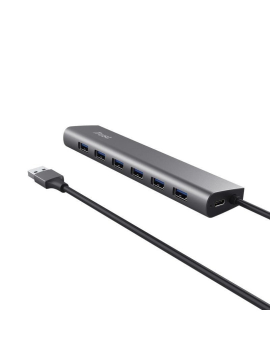 Hub USB 3.2 Gen1 Trust Halyx/ 7xUSB/ 1xUSB-C/ Gris