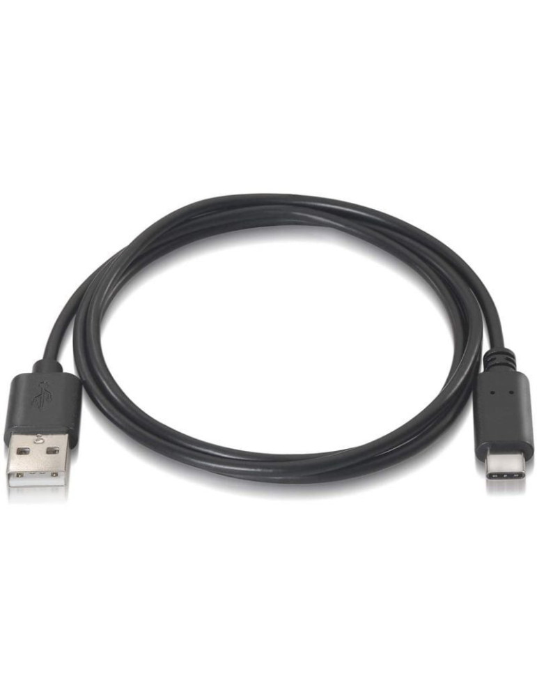 Cable USB 2.0 Tipo-C Aisens A107-0051/ USB Tipo-C Macho - USB Macho/ 480Mbps/ 1m/ Negro