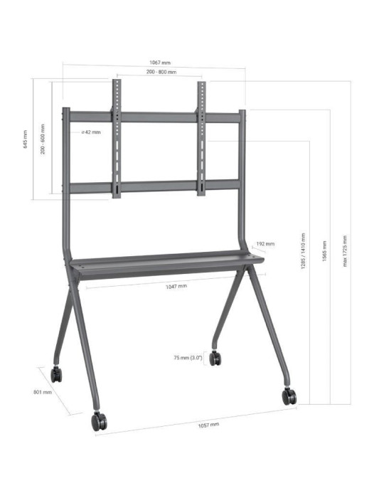 Soporte de Suelo con Ruedas Aisens FT86FE-143 para TV o Pantalla Interactiva 50"-86"/ hasta 120kg