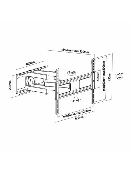 Soporte de Pared Giratorio/ Inclinable/ Nivelable Aisens WT70TSLE-027 para TV de 37-70"/ hasta 50kg