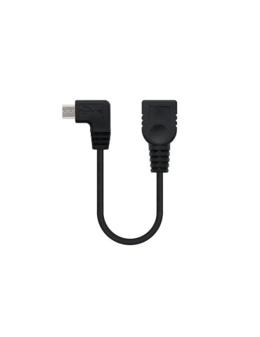 Cable USB 2.0 Nanocable 10.01.3600/ MicroUSB Macho - USB Hembra/ 15cm/ Negro