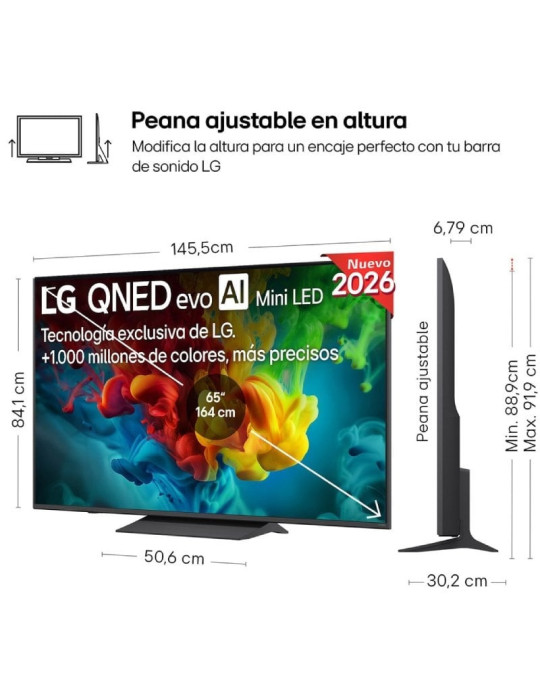 Televisor LG QNED evo AI QNED8EB Mini LED 65QNED83B6A 65"/ Ultra HD 4K/ Smart TV/ WiFi