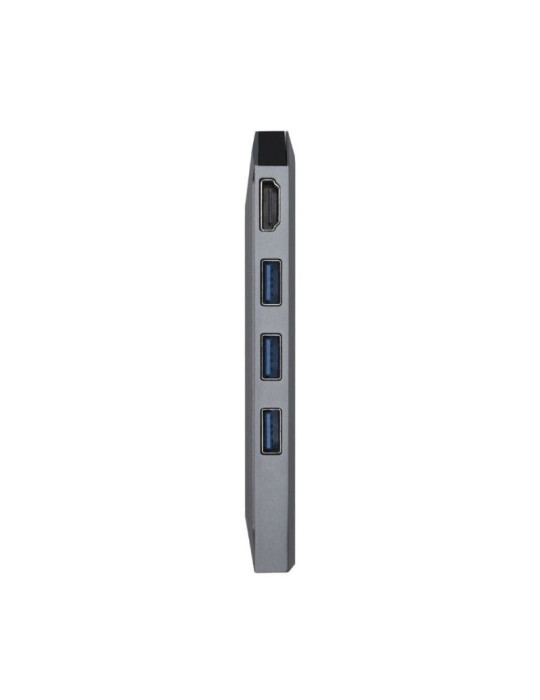 Docking USB Tipo-C Aisens ASUC-8P004-GR/ 1xHDMI 4K/ 3xUSB/ 1xRJ45/ 1xLector Tarjetas / 1xUSB Tipo-C PD/ Gris