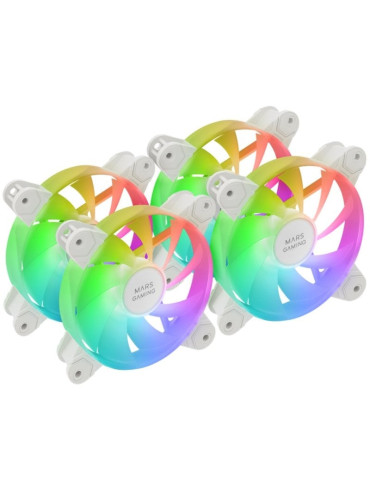 Pack 4 Ventiladores Mars Gaming MF-4A/ 12cm/ ARGB/ Blanco