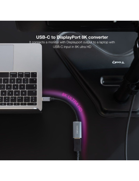 Conversor Nanocable 10.16.4104-G/ USB Tipo-C Macho - DisplayPort Hembra/ 15cm/ Gris