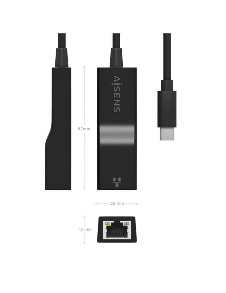 Adaptador USB Tipo-C - RJ45 Aisens A109-0765/ 1000Mbps