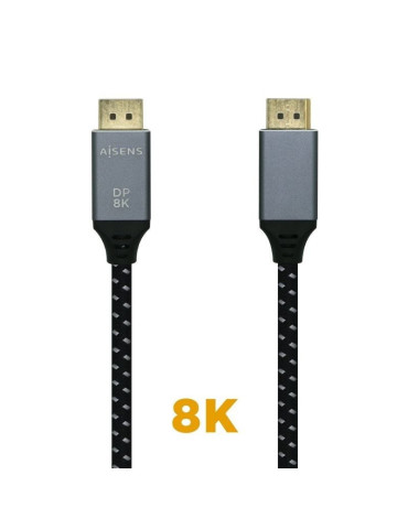 Cable DisplayPort 1.4 8K Aisens A149-0436/ DisplayPort Macho - DisplayPort Macho/ 1.5m/ Negro Gris