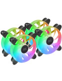 Pack 4 Ventiladores Mars Gaming MF-4A/ 12cm/ ARGB/ Negro