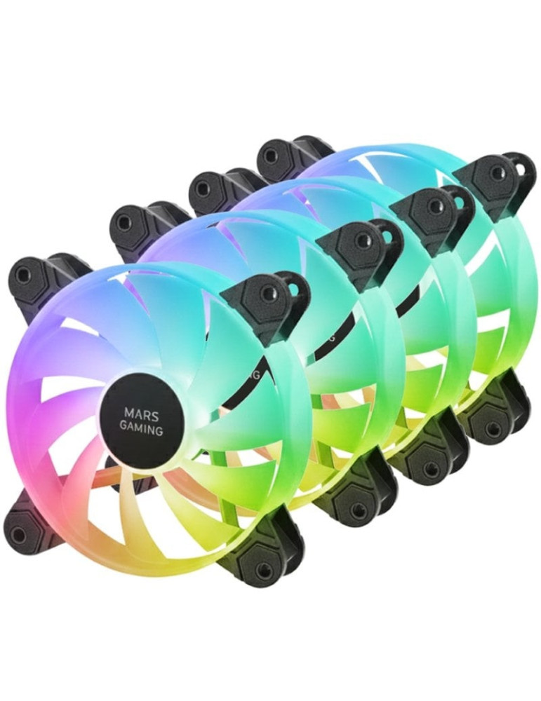 Pack 4 Ventiladores Mars Gaming MF-4A/ 12cm/ ARGB/ Negro