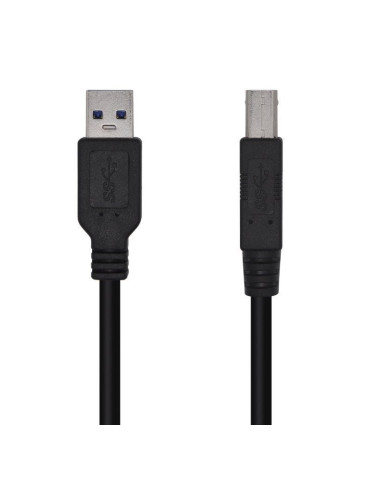 Cable USB 3.0 Impresora Aisens A105-0444/ USB Tipo-B Macho - USB Macho/ 5Gbps/ 2m/ Negro
