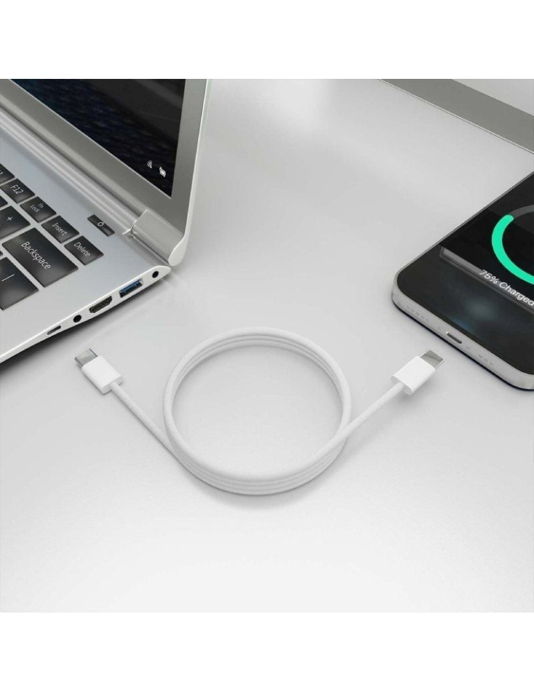 Cable USB 2.0 Tipo-C Aisens A107-0855/ USB Tipo-C Macho - USB Macho/ Hasta 60W/ 480Mbps/ 1m/ Blanco