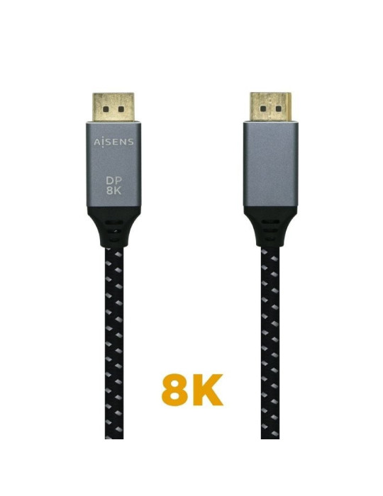 Cable DisplayPort 1.4 8K Aisens A149-0436/ DisplayPort Macho - DisplayPort Macho/ 1.5m/ Negro Gris