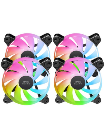 Pack 4 Ventiladores Mars Gaming MF-4A/ 12cm/ ARGB/ Negro 2