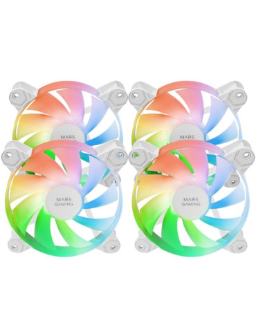 Pack 4 Ventiladores Mars Gaming MF-4A/ 12cm/ ARGB/ Blanco 2