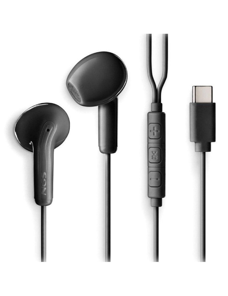 Auriculares Intrauditivos NGS Cross Glide/ con Micrófono/ USB Tipo-C/ Negros