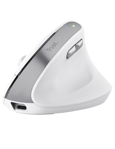Ratón Vertical Inalámbrico Trust Bayo II/ Batería recargable/ Hasta 2400 DPI/ Blanco