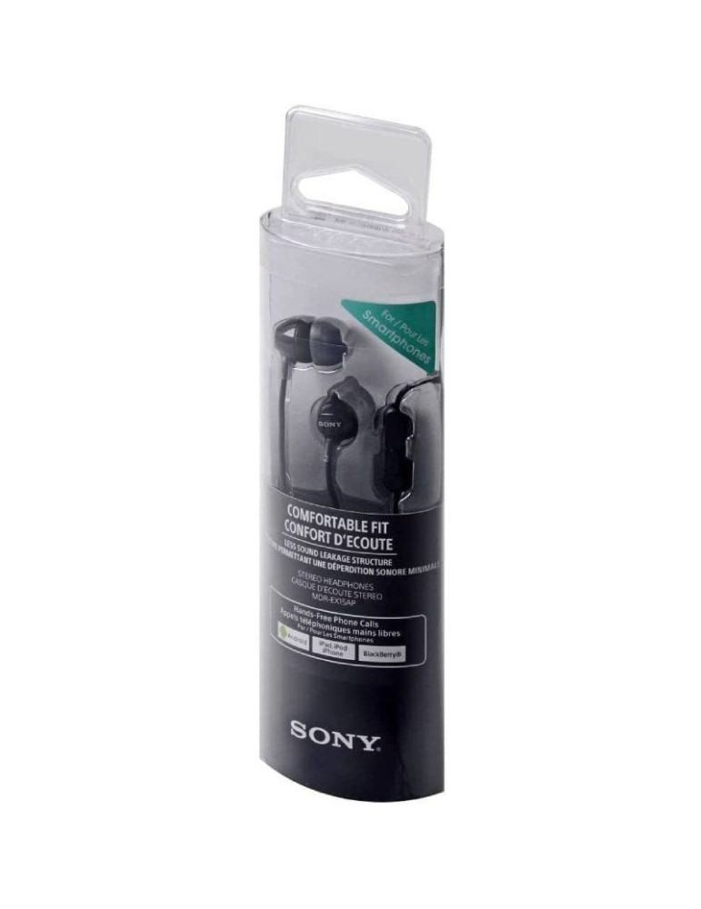 Auriculares Intrauditivos Sony MDR-EX15AP/ con Micrófono/ Jack 3.5/ Negros