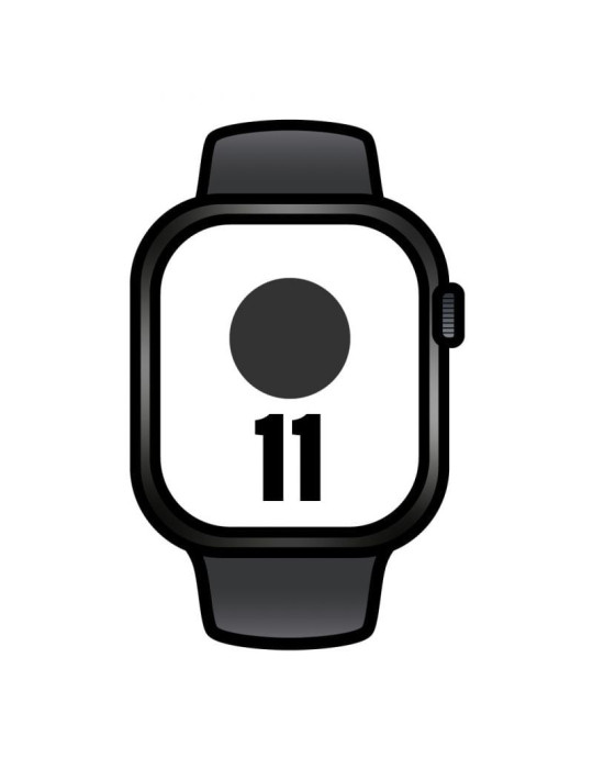 Apple Watch Series 11/ GPS/ 42mm/ Negro Azabache/ Correa Deportiva Negra (S/M)