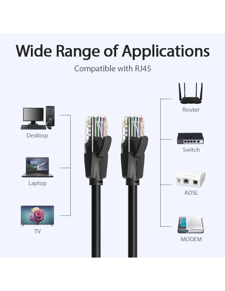 Cable de Red RJ45 UTP Vention IBEBI Cat.6/ 3m/ Negro