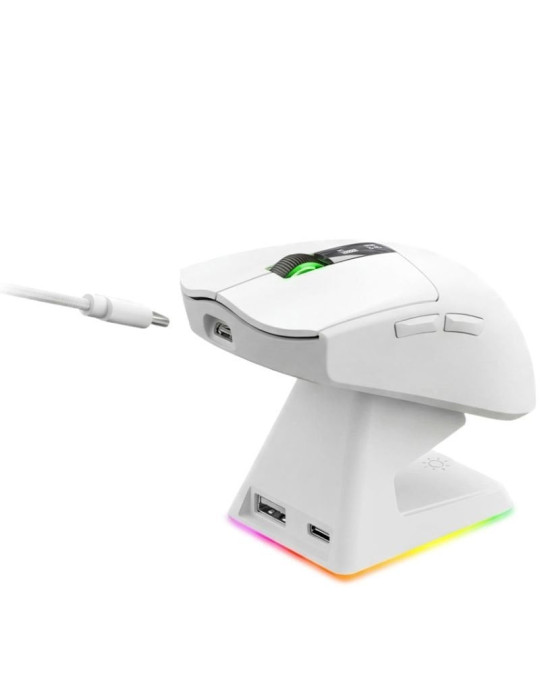 Ratón Gaming Inalámbrico Mars Gaming MMW-Elite/ Batería Recargable/ Hasta 20000 DPI/ Blanco