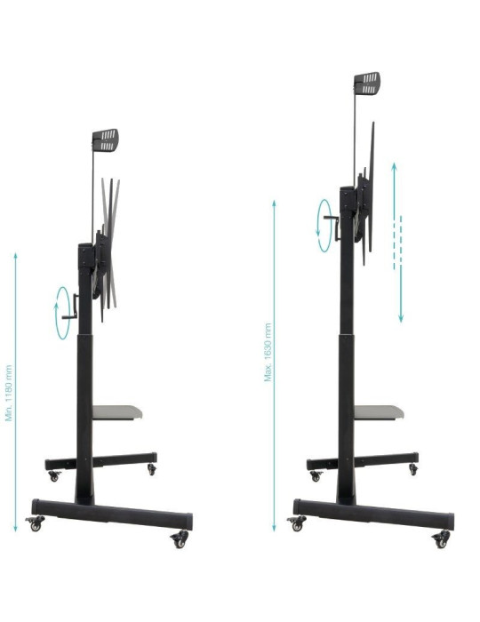 Soporte de Suelo Inclinable con Ruedas TooQ FS20406HM-B para TV de 60-100"/ hasta 120kg