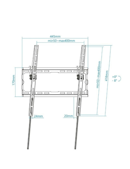 Soporte de Pared Fijo / Inclinable TooQ LP1071T-B para TV de 32-70"/ hasta 45kg