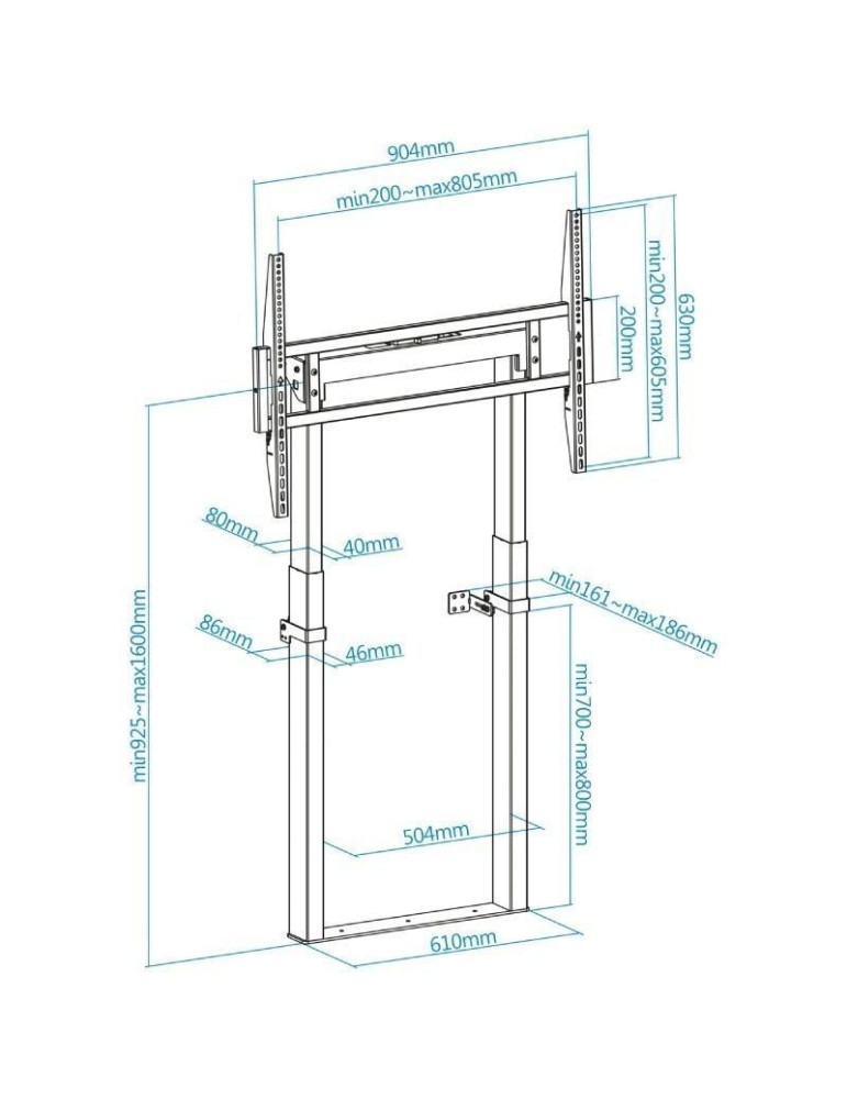 Soporte de Pared Fijo/ Suelo TooQ HIPERIÓN FS2280M-B para TV de 55-100"/ hasta 120kg