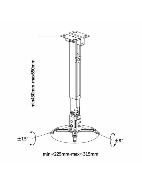 Soporte de Techo/ Pared para Proyector Aisens CWP01TSE-049/ Inclinable/ Extensible/ hasta 20kg