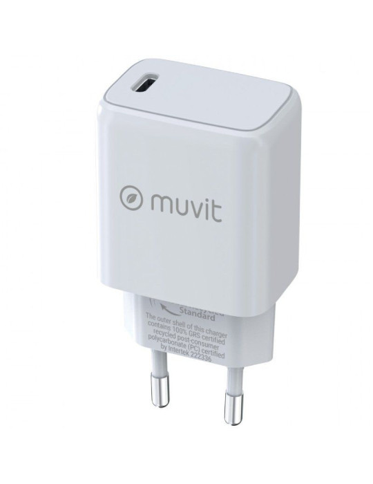 Cargador de Pared Muvit For Change MCACC0038/ 1xUSB Tipo-C/ 25W Cargador de Pared Muvit For Change MCACC0038/ 1xUSB Tipo-C/ 25W