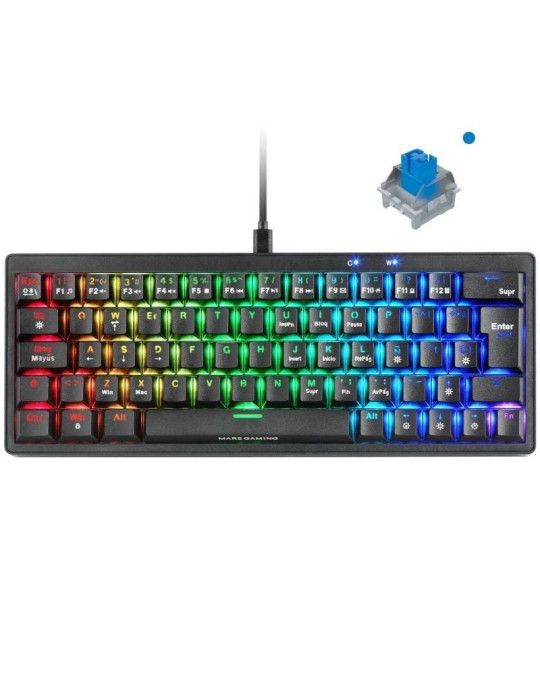 Teclado Gaming Mecánico Mars Gaming MKMINIPRO/ Switch Azul/ Negro Teclado Gaming Mecánico Mars Gaming MKMINIPRO/ Switch Azul/ Negro