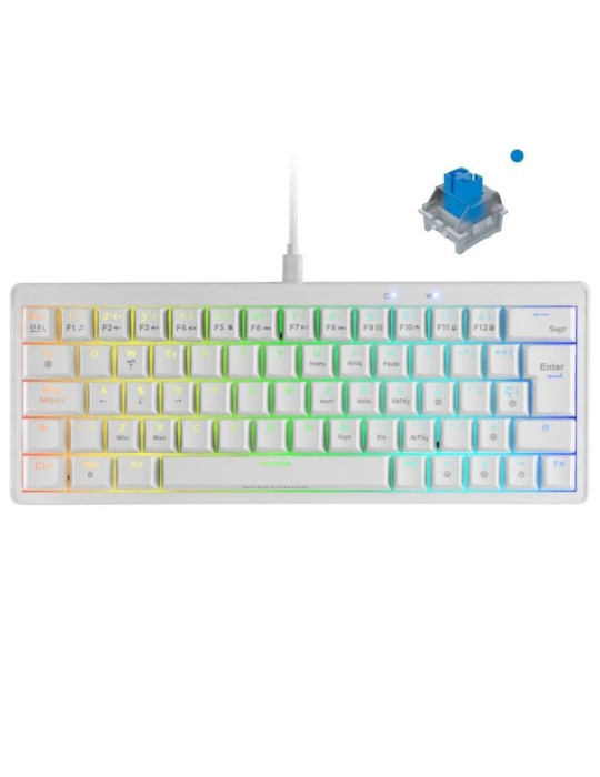 Teclado Gaming Mecánico Mars Gaming MKMINIPRO/ Switch Azul/ Blanco Teclado Gaming Mecánico Mars Gaming MKMINIPRO/ Switch Azul/ Blanco
