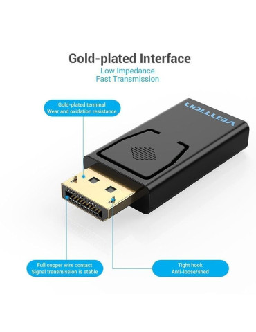 Adaptador Vention HBKB0/ DisplayPort Macho - HDMI Hembra 2