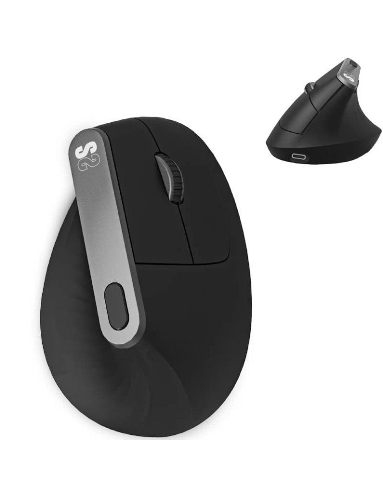 Ratón Ergonómico Inalámbrico Subblim Nature Vertical Ergo Dual Battery/ Batería Recargable/ Hasta 4000 DPI/ Negro