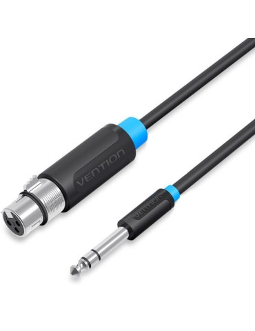 Cable Estéreo Vention BBEBI/ Jack 6.5 Macho - XLR Hembra/ 3m/ Negro